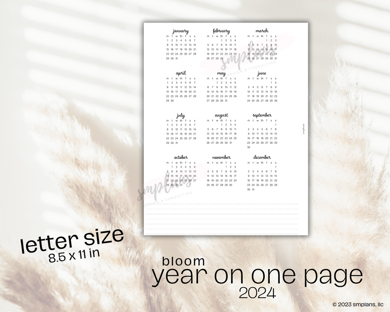 2024 Bloom Year on One Page (YO1P)