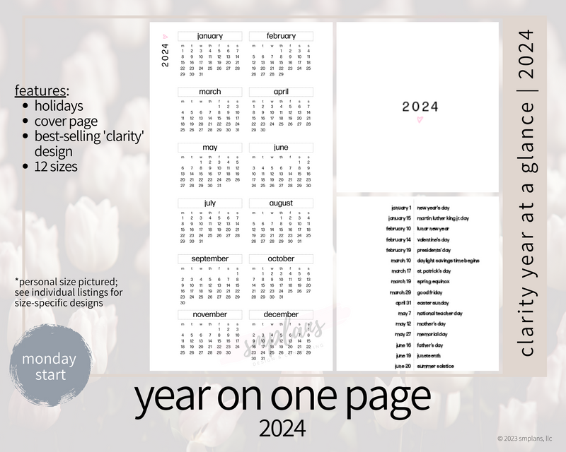 2024 Clarity Year on One Page (YO1P) - MONDAY Start