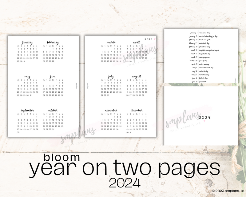 2024 Bloom Year on Two Pages (YO2P)