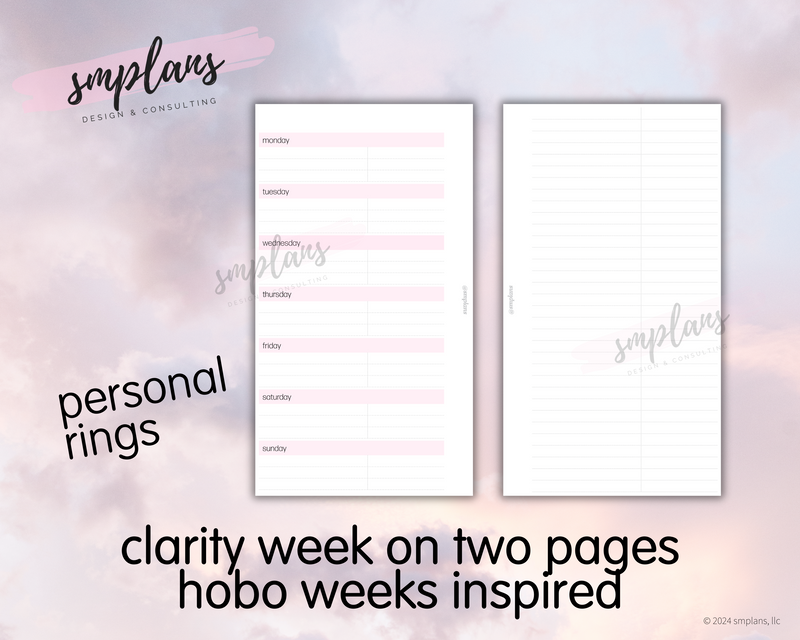 Clarity Week on 2 Pages Hobo Weeks Inspired