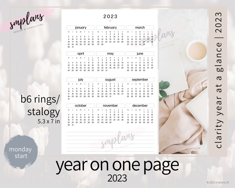 2023 Clarity Year on One Page (YO1P) - MONDAY Start