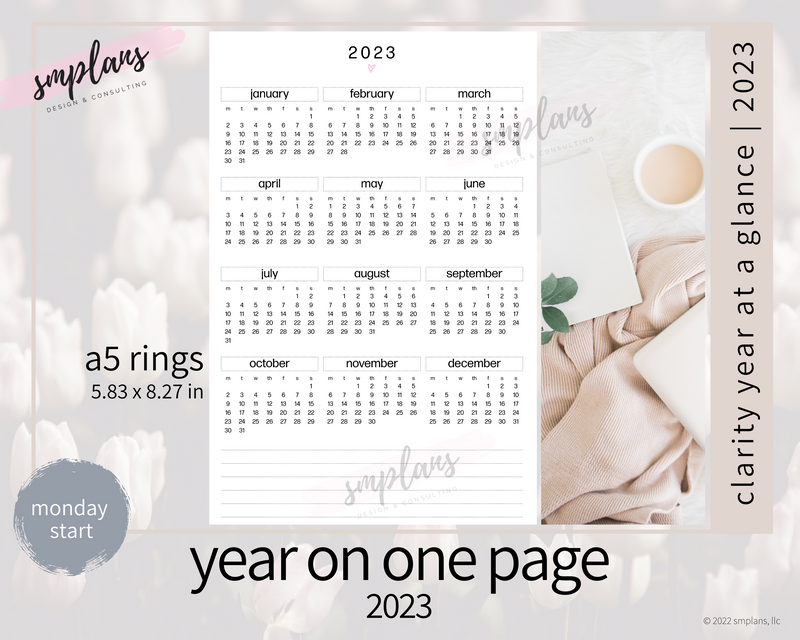 2023 Clarity Year on One Page (YO1P) - MONDAY Start