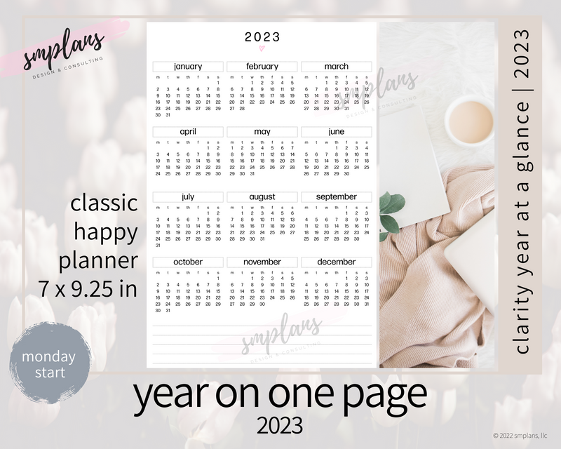 2023 Clarity Year on One Page (YO1P) - MONDAY Start