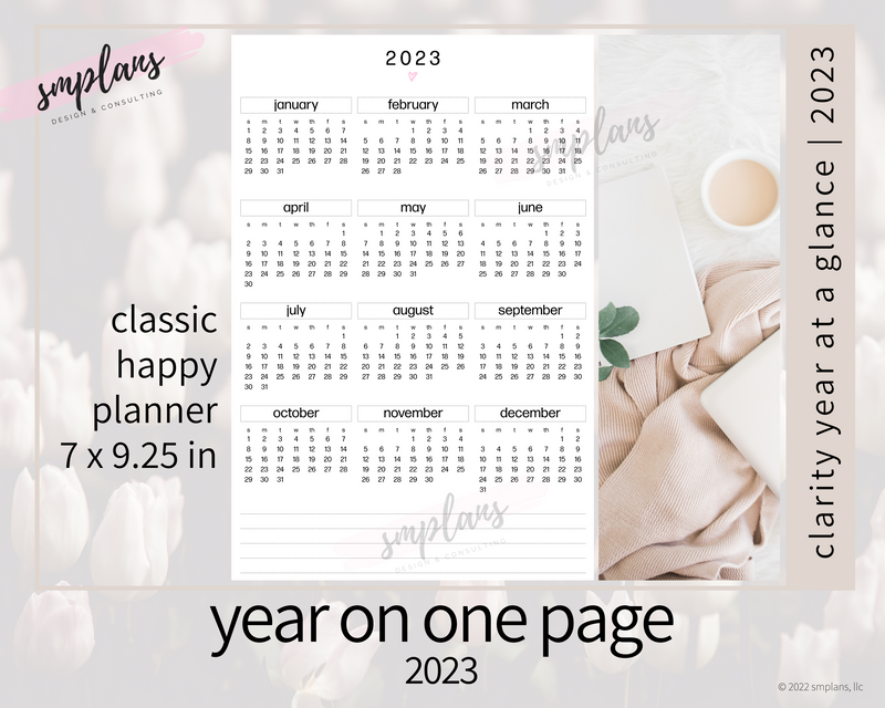 2023 Clarity Year on One Page (YO1P) - SUNDAY Start
