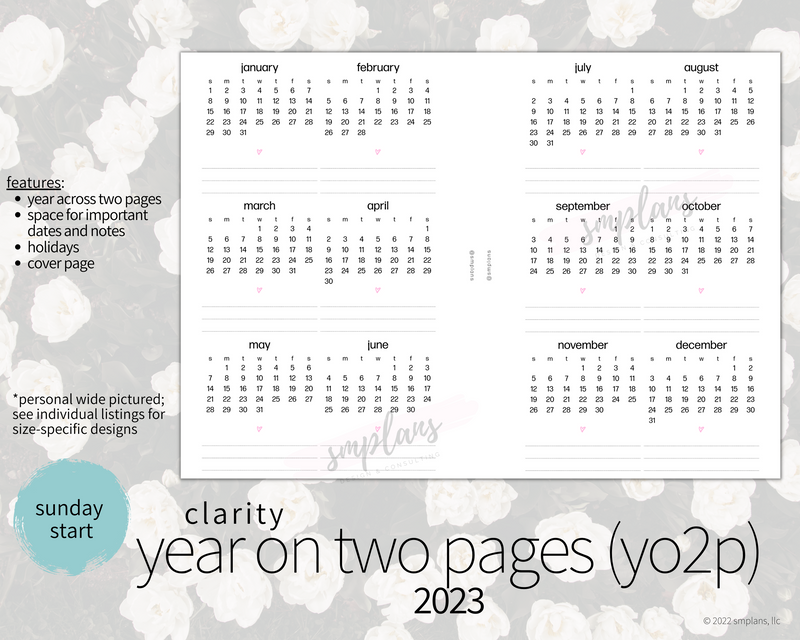 2023 Clarity Year on Two Pages (YO2P) - SUNDAY Start