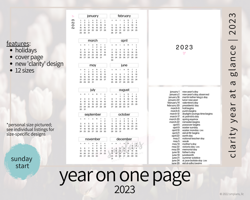 2023 Clarity Year on One Page (YO1P) - SUNDAY Start