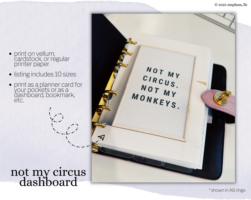 Not My Circus | Dashboard + Planner Card