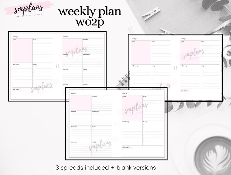 Weekly Plan Week on Two Pages (WO2P) - Weekly Overview