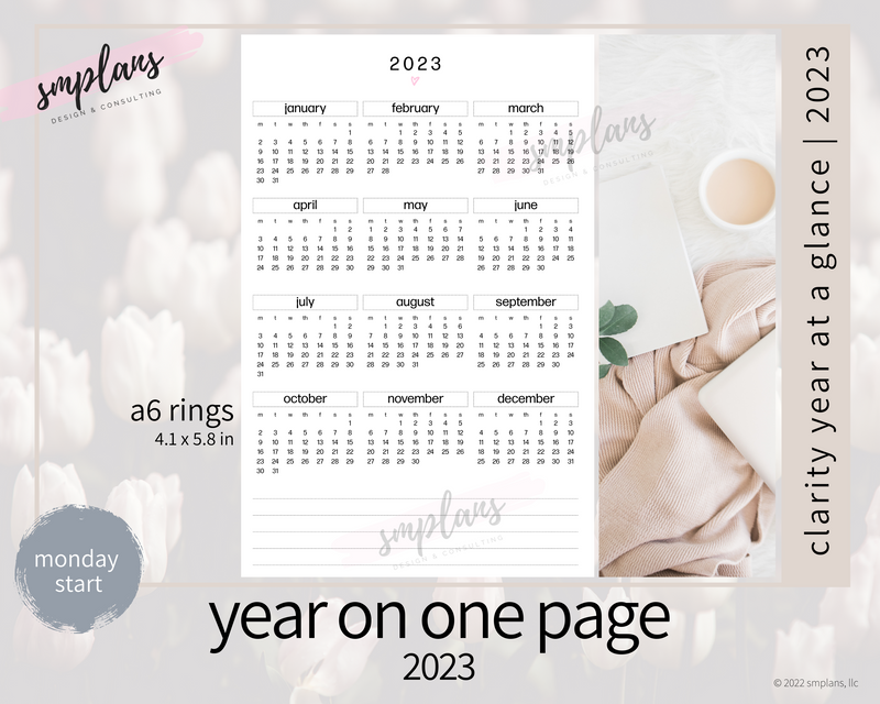2023 Clarity Year on One Page (YO1P) - MONDAY Start