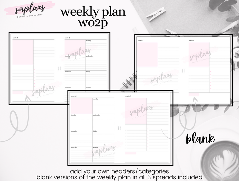 Weekly Plan Week on Two Pages (WO2P) - Weekly Overview