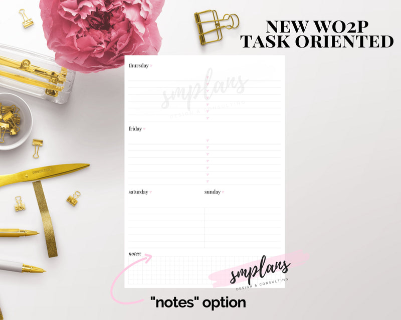 Task Oriented "Notes Option" Week on 2 Pages (WO2P)