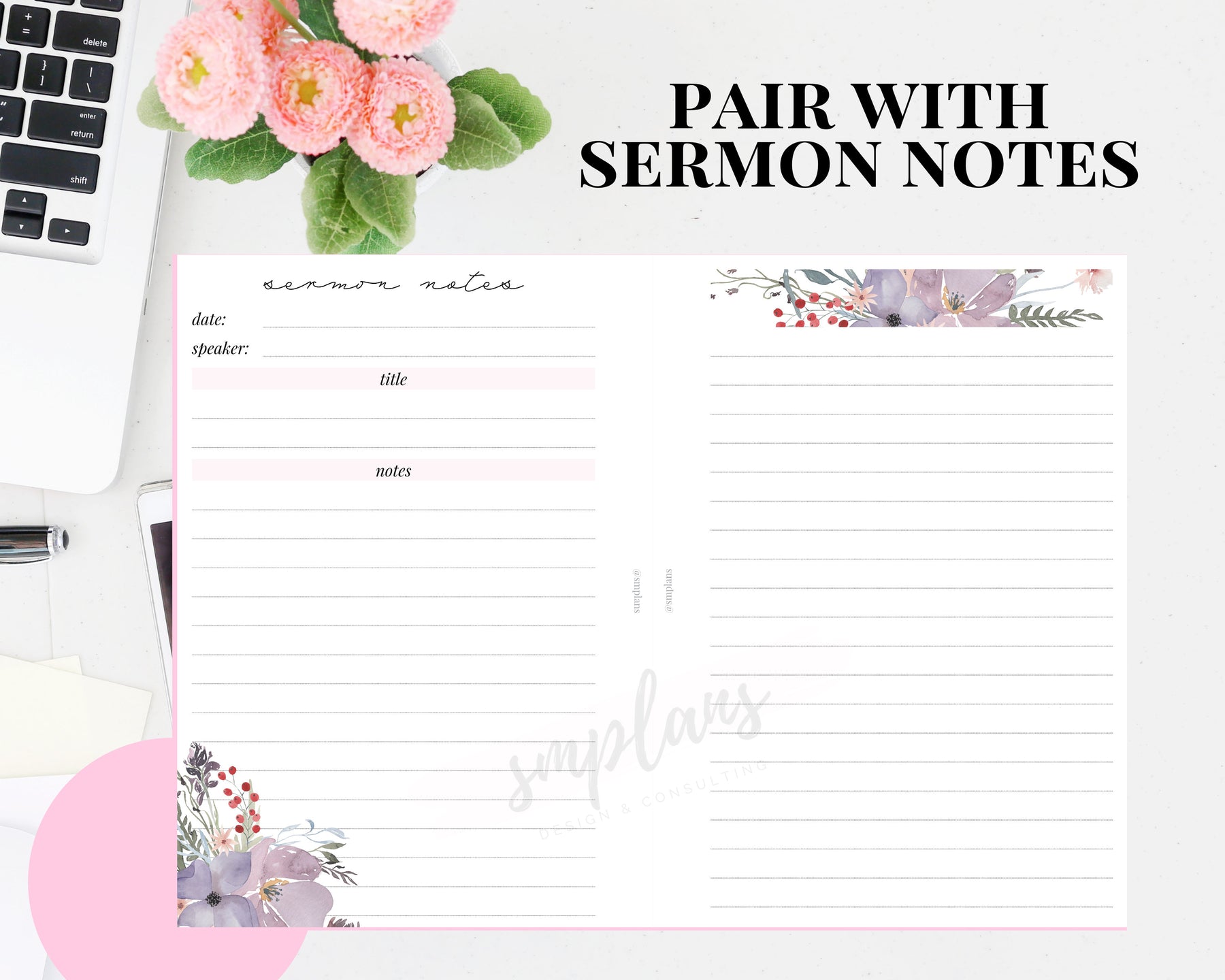 Printable Patterned Paper for Prayer Journal August