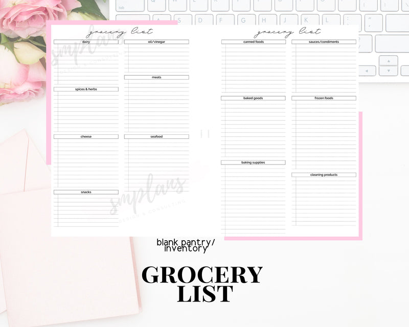 Grocery List - Shopping List - Reference - Meal Planning